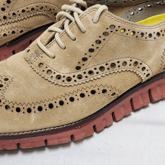 Cole Haan Zerogrand Mushroom Suede Wingtip Shoes Oxford Soft QUALITY mens 9.5 - Picture 16 of 16